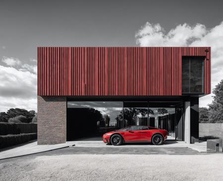 01675-3701587241-(raw photography_1.2), there is a red brick building with a black roof and a white car parked in front of it, a digital renderin.jpg